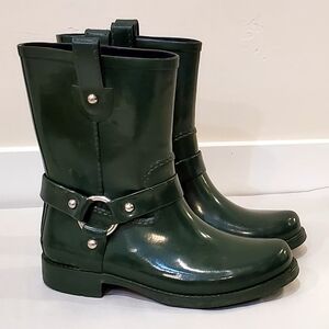 Michael Kors Forest Green Stormy Short Rain Boots, Wms 9, Good Cond.